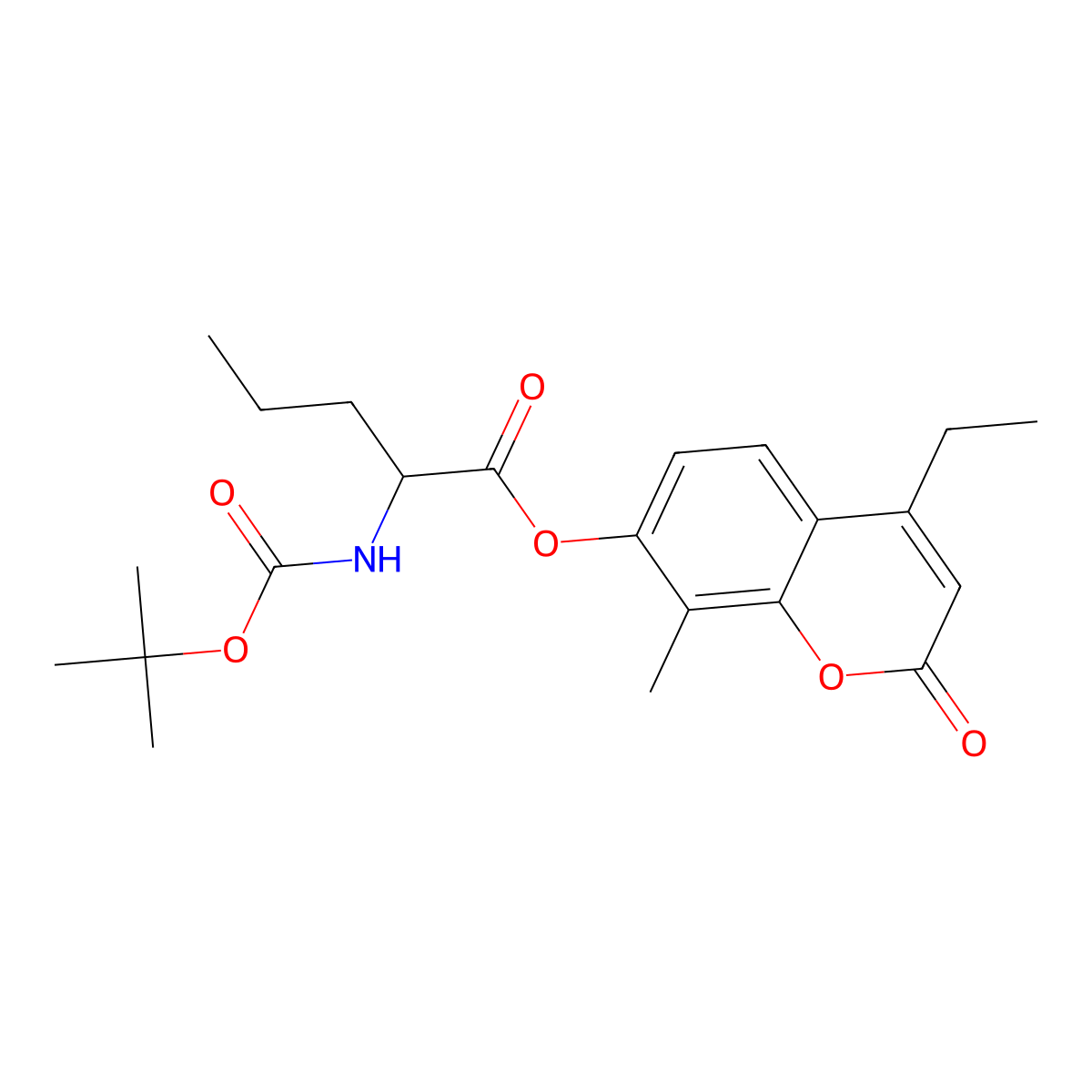 4-ethyl-8-methyl-2-oxo-2H-chromen-7-yl N-(tert-butoxycarbonyl)norvalinate molecular structure, CAS 1008011-02-6