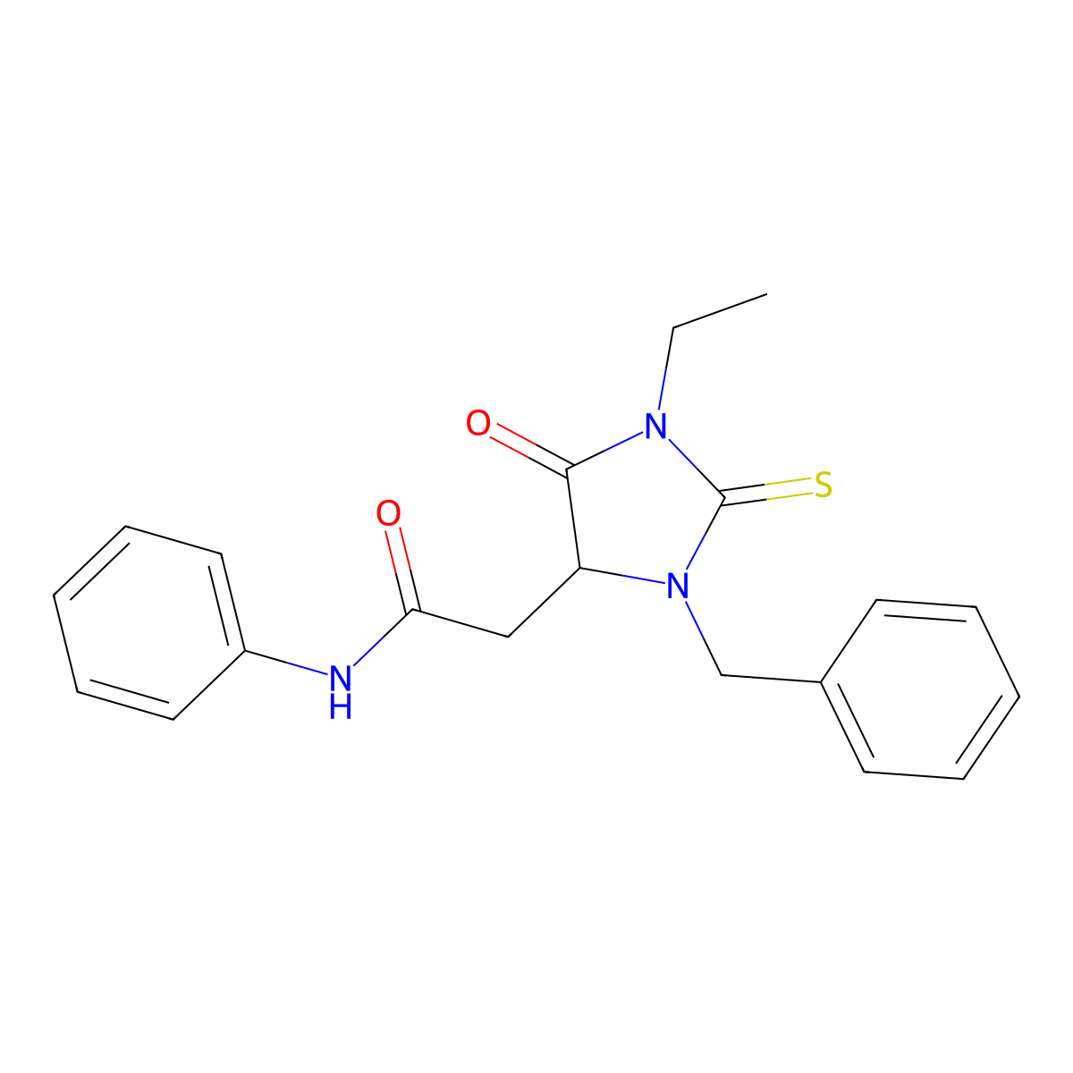 2-(3-benzyl-1-ethyl-5-oxo-2-sulfanylideneimidazolidin-4-yl)-N-phenylacetamide molecular structure, CAS 1008011-15-1
