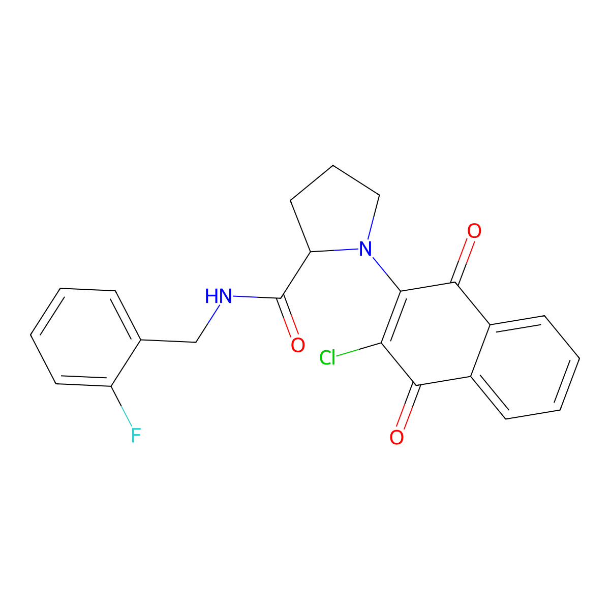 1-(3-chloro-1,4-dioxonaphthalen-2-yl)-N-[(2-fluorophenyl)methyl]pyrrolidine-2-carboxamide molecular structure, CAS 1008011-41-3