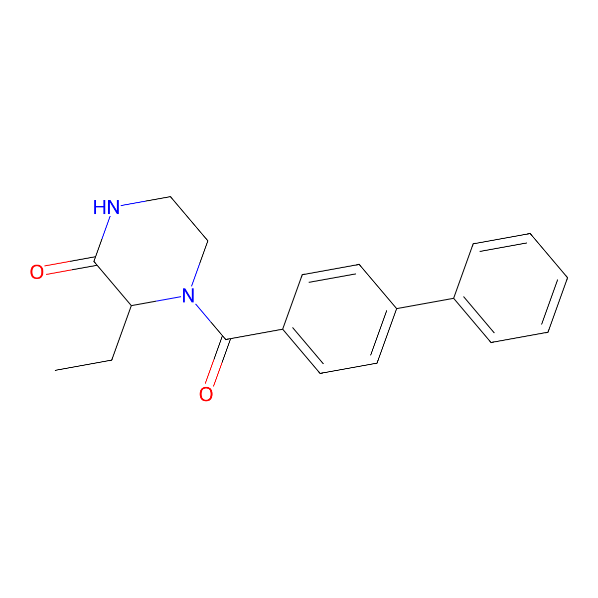 3-Ethyl-4-(4-phenylbenzoyl)piperazin-2-one molecular structure, CAS 1008011-79-7