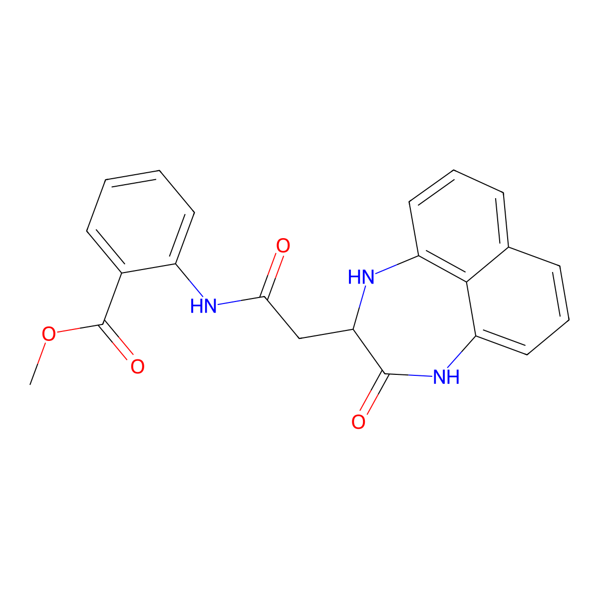 Methyl 2-{[(3-oxo-1,2,3,4-tetrahydronaphtho[1,8-ef][1,4]diazepin-2-yl)acetyl]amino}benzoate molecular structure, CAS 1008011-96-8