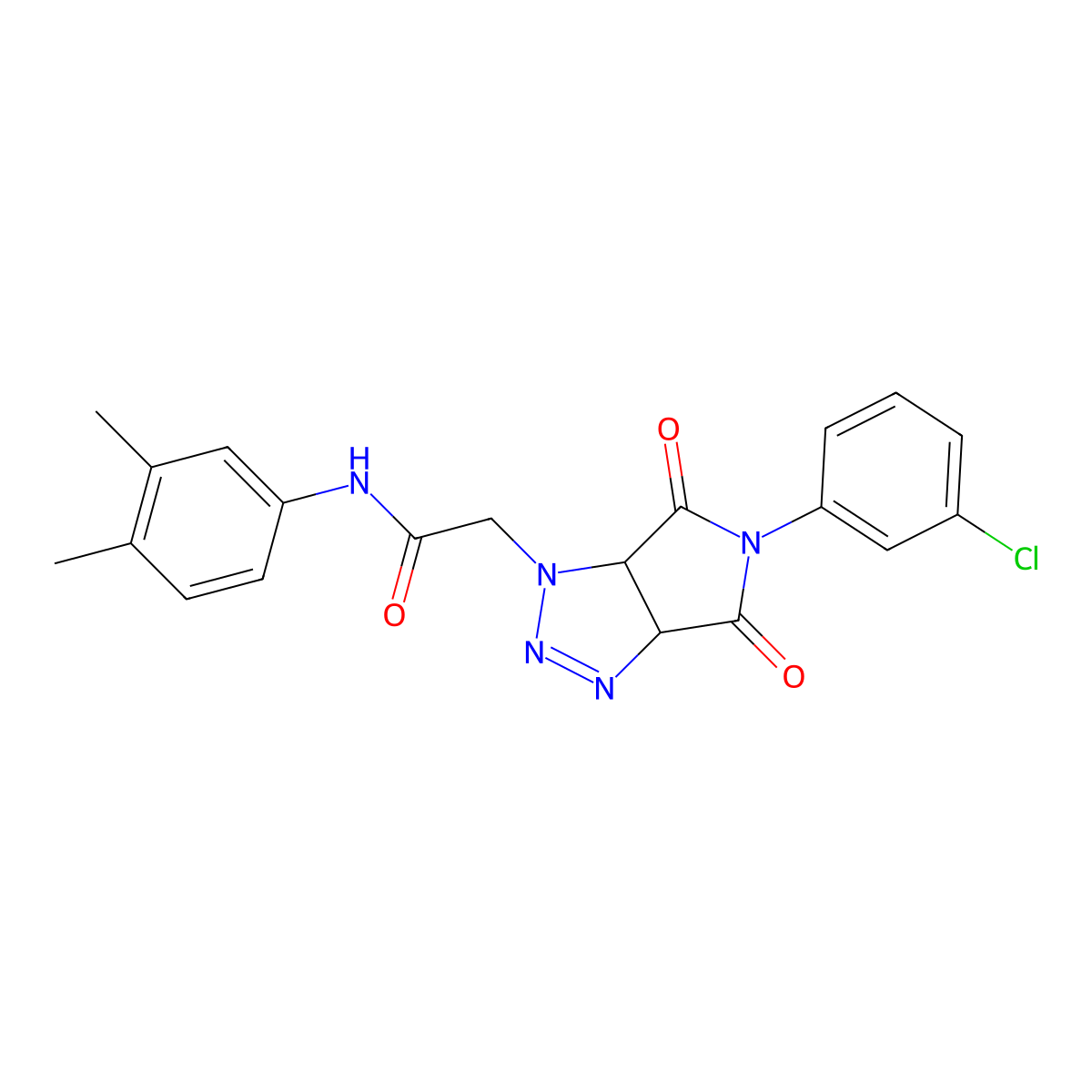 2-(5-(3-chlorophenyl)-4,6-dioxo-4,5,6,6a-tetrahydropyrrolo[3,4-d][1,2,3]triazol-1(3aH)-yl)-N-(3,4-dimethylphenyl)acetamide molecular structure, CAS 1008012-57-4