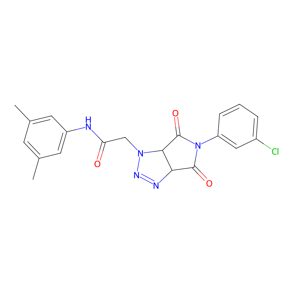 2-[5-(3-chlorophenyl)-4,6-dioxo-4,5,6,6a-tetrahydropyrrolo[3,4-d][1,2,3]triazol-1(3aH)-yl]-N-(3,5-dimethylphenyl)acetamide molecular structure, CAS 1008012-59-6