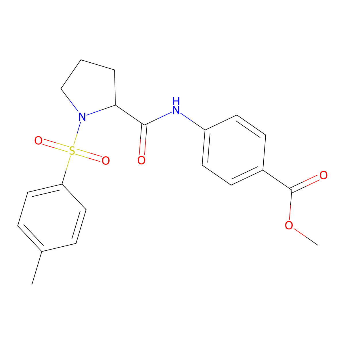 Methyl 4-(1-tosylpyrrolidine-2-carboxamido)benzoate molecular structure, CAS 1008012-65-4