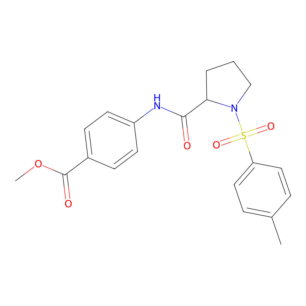 Methyl 4-(1-tosylpyrrolidine-2-carboxamido)benzoate molecular structure, CAS 1008012-65-4