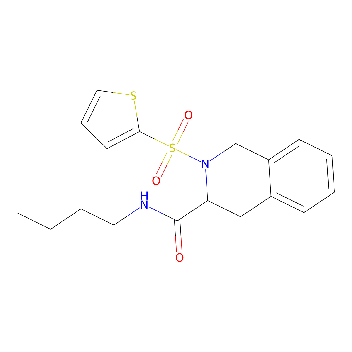 N-butyl-2-(thiophen-2-ylsulfonyl)-1,2,3,4-tetrahydroisoquinoline-3-carboxamide molecular structure, CAS 1008014-95-6