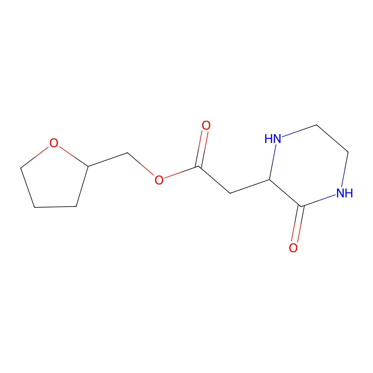 Tetrahydro-2-furanylmethyl 2-(3-oxo-2-piperazinyl)acetate molecular structure, CAS 1008015-25-5