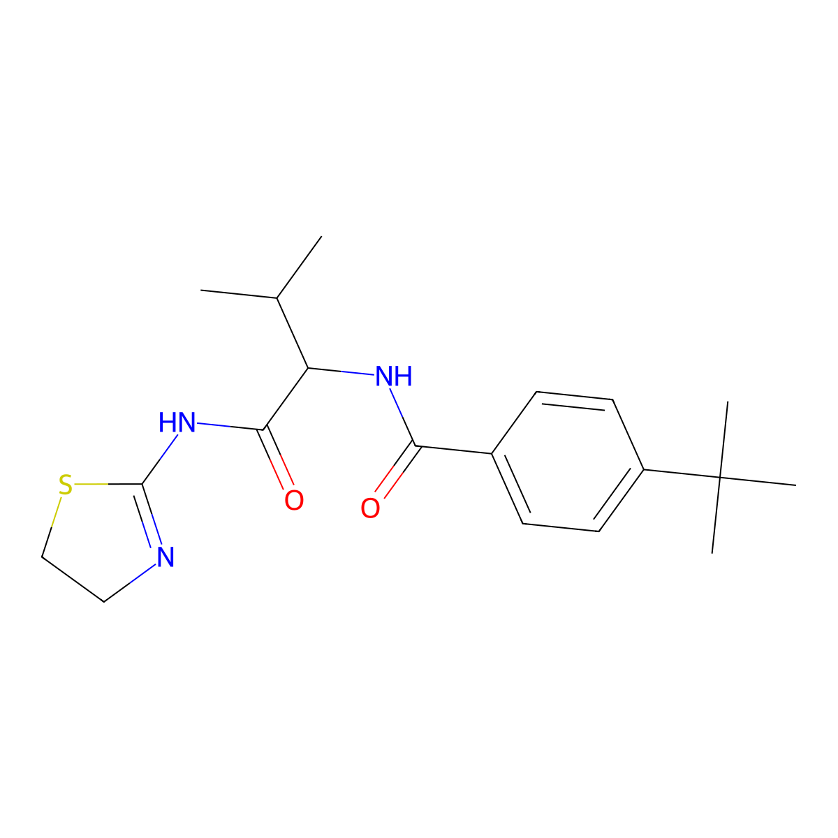 4-tert-butyl-N-[1-(4,5-dihydro-1,3-thiazol-2-ylamino)-3-methyl-1-oxobutan-2-yl]benzamide molecular structure, CAS 1008015-38-0