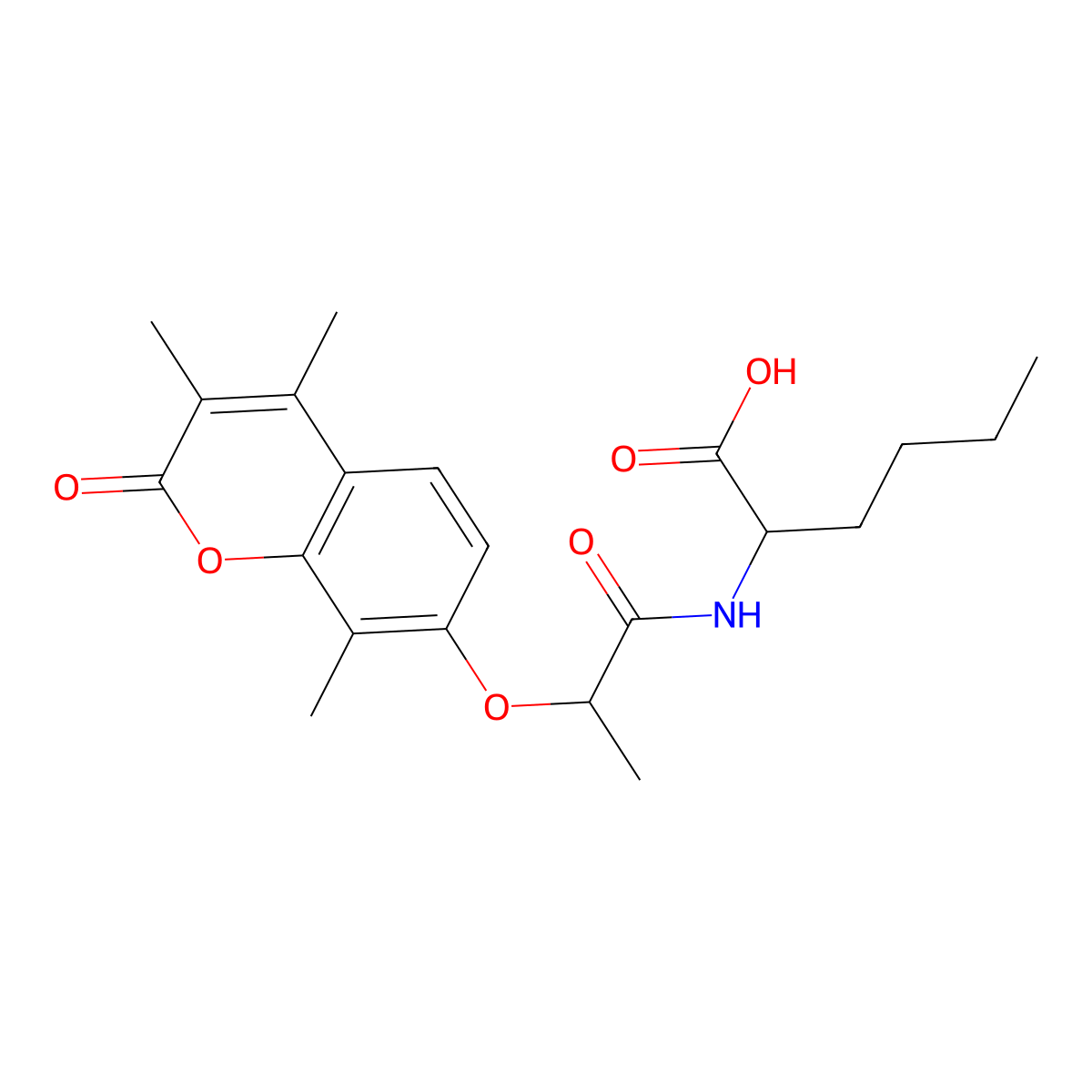 N-{2-[(3,4,8-trimethyl-2-oxo-2H-chromen-7-yl)oxy]propanoyl}norleucine molecular structure, CAS 1008015-46-0