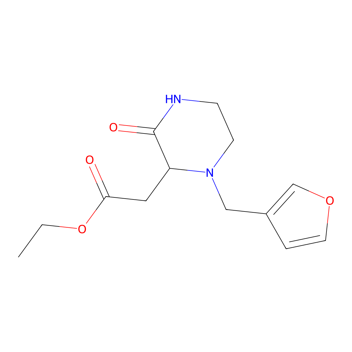 Ethyl [1-(furan-3-ylmethyl)-3-oxopiperazin-2-yl]acetate molecular structure, CAS 1008015-51-7