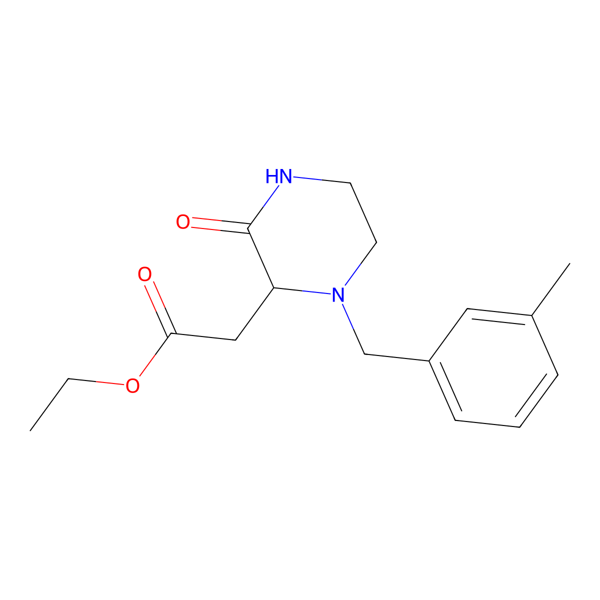 Ethyl 2-{1-[(3-methylphenyl)methyl]-3-oxopiperazin-2-yl}acetate molecular structure, CAS 1008015-52-8