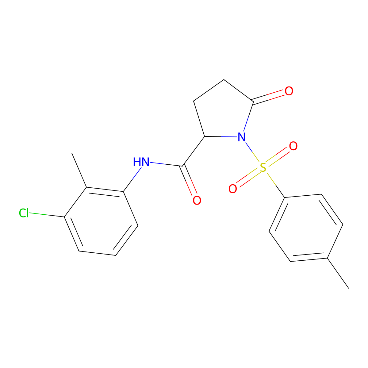 N-(3-chloro-2-methylphenyl)-1-(4-methylphenyl)sulfonyl-5-oxopyrrolidine-2-carboxamide molecular structure, CAS 1008015-74-4
