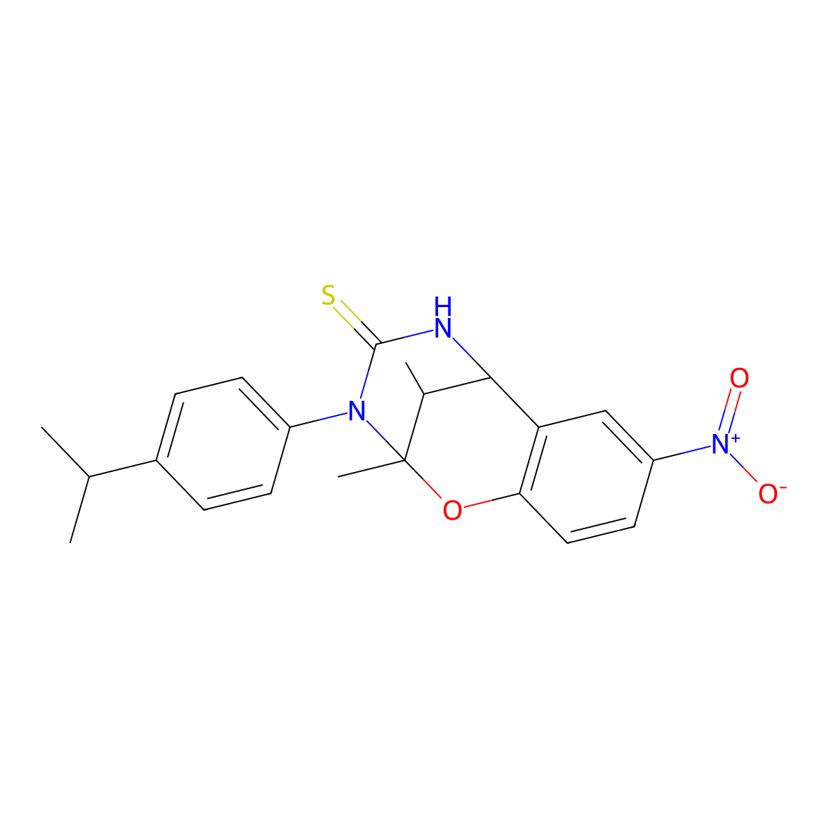 3-(4-isopropylphenyl)-2,11-dimethyl-8-nitro-5,6-dihydro-2H-2,6-methanobenzo[g][1,3,5]oxadiazocine-4(3H)-thione molecular structure, CAS 1008018-91-4