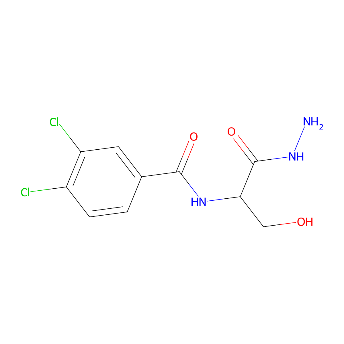 3,4-Dichloro-N-(1-hydrazinocarbonyl-2-hydroxy-ethyl)-benzamide molecular structure, CAS 1008020-74-3