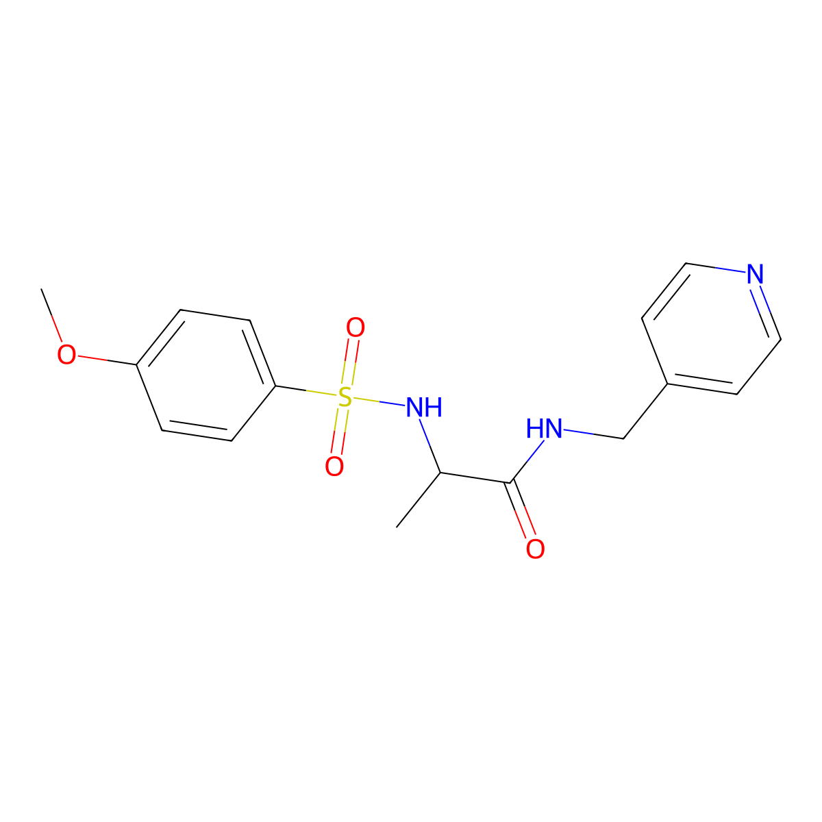 2-[(4-methoxyphenyl)sulfonylamino]-N-(pyridin-4-ylmethyl)propanamide molecular structure, CAS 1008021-48-4