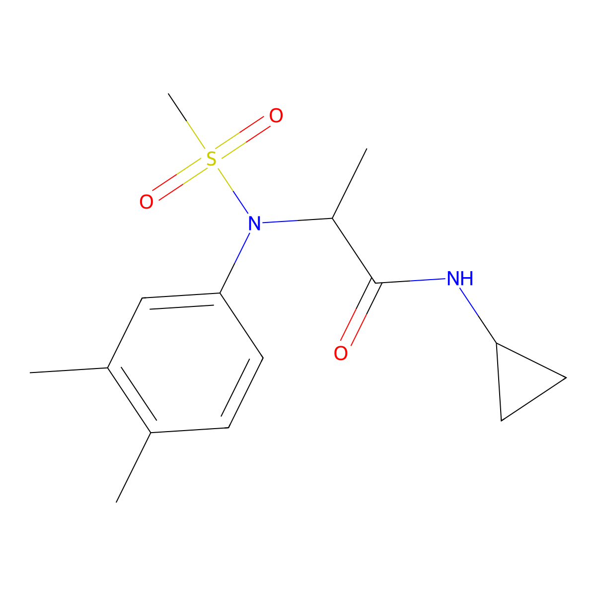 N-cyclopropyl-N~2~-(3,4-dimethylphenyl)-N~2~-(methylsulfonyl)alaninamide molecular structure, CAS 1008021-53-1