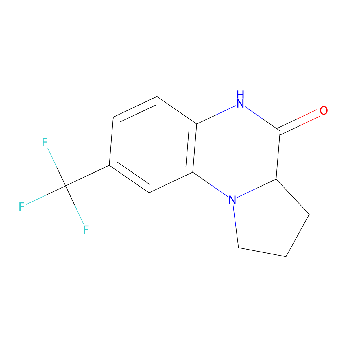 8-(trifluoromethyl)-1,2,3,3a-tetrahydropyrrolo[1,2-a]quinoxalin-4(5H)-one molecular structure, CAS 1008022-69-2