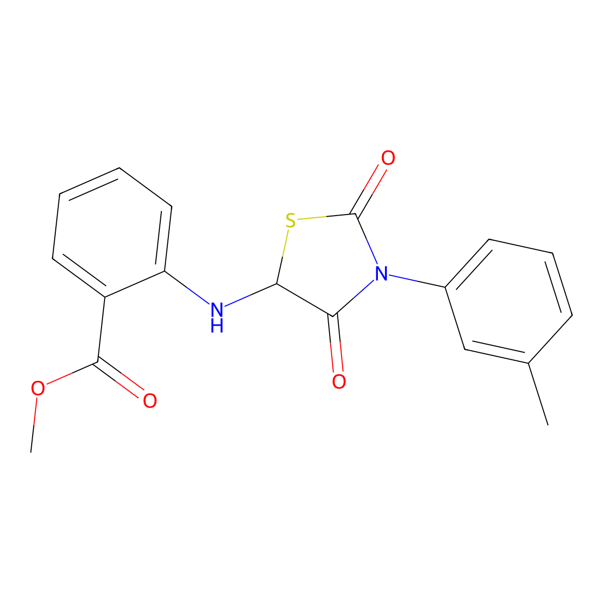 Methyl 2-{[3-(3-methylphenyl)-2,4-dioxo-1,3-thiazolidin-5-yl]amino}benzoate molecular structure, CAS 1008023-87-7