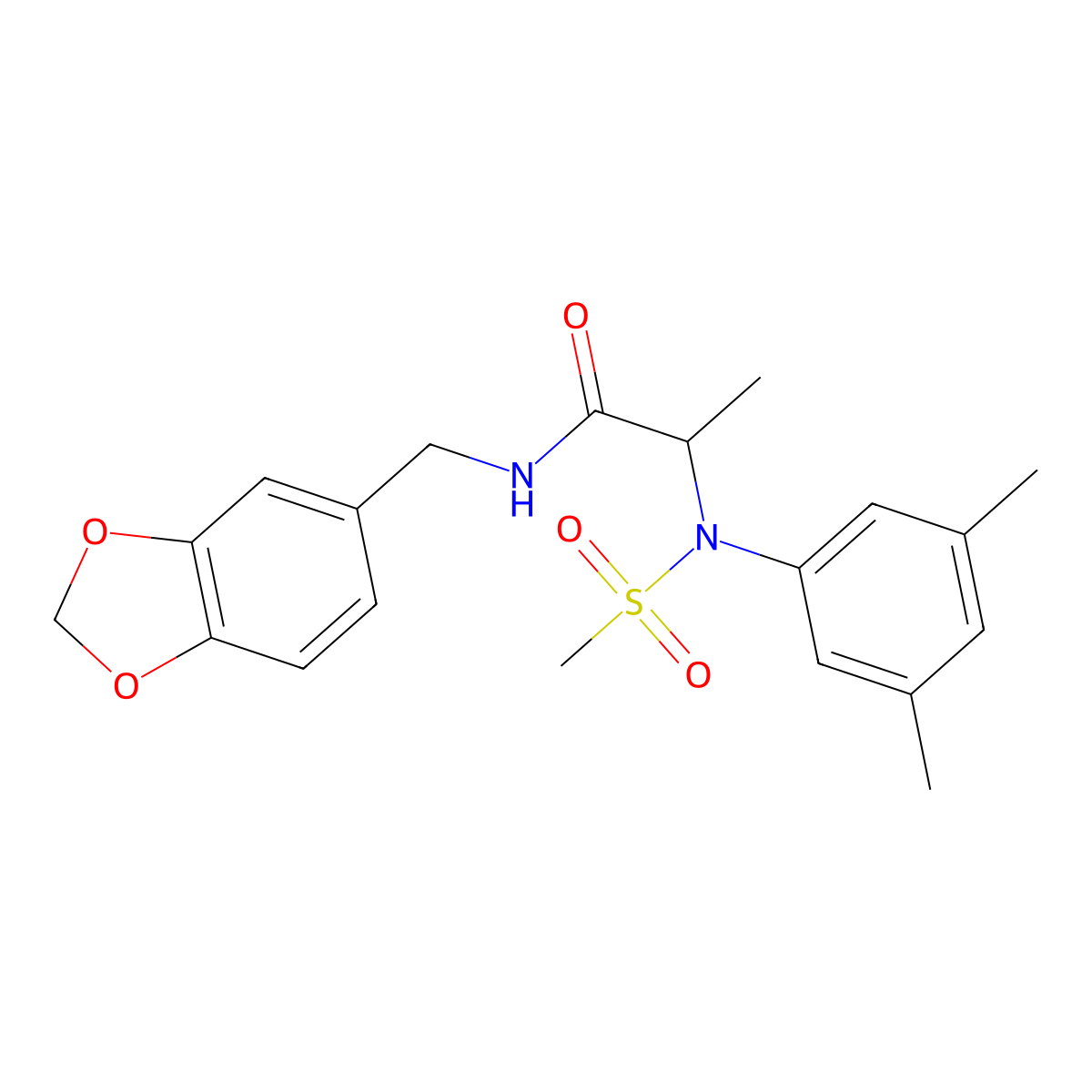 N-(1,3-benzodioxol-5-ylmethyl)-2-(3,5-dimethyl-N-methylsulfonylanilino)propanamide molecular structure, CAS 1008024-01-8