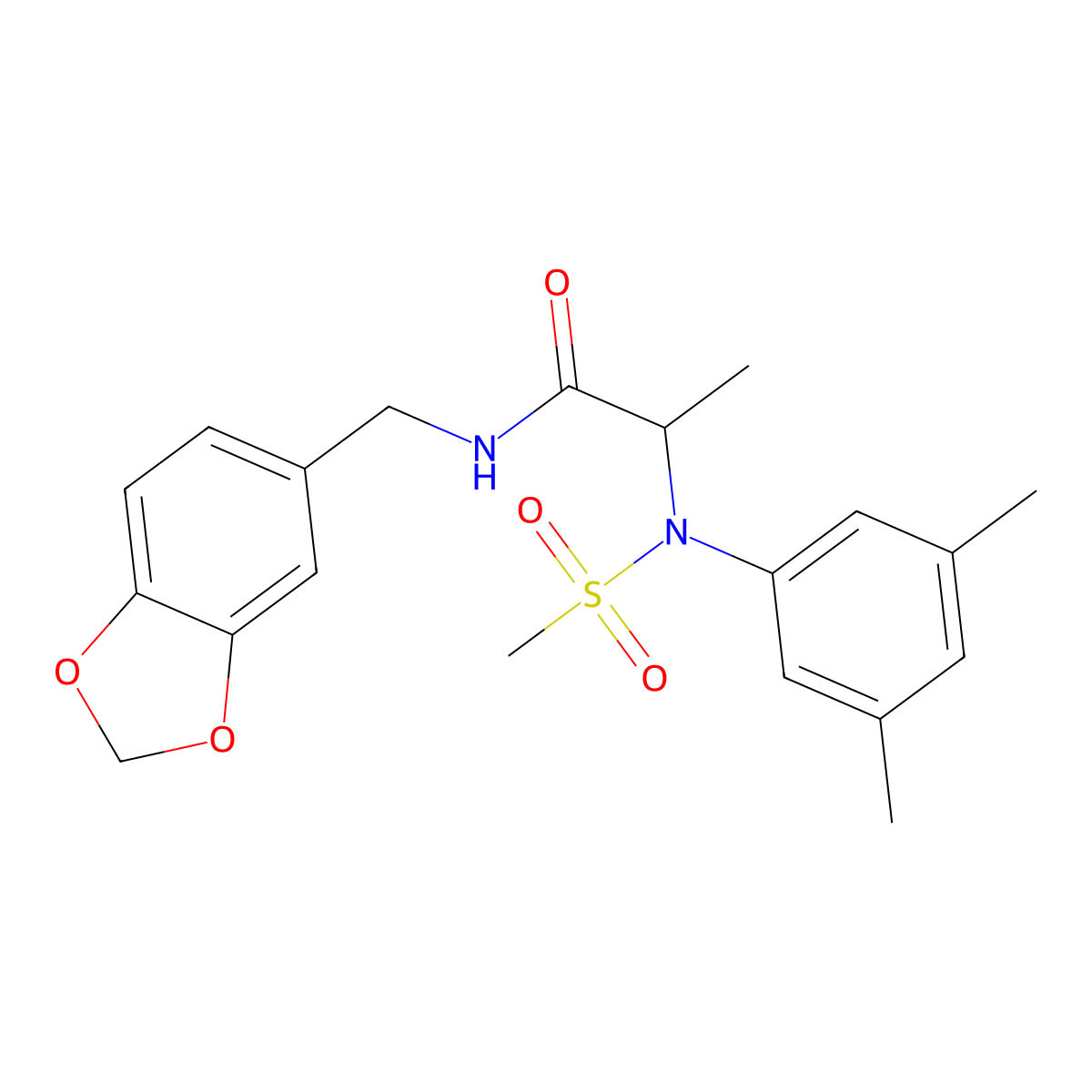 N-(1,3-benzodioxol-5-ylmethyl)-2-(3,5-dimethyl-N-methylsulfonylanilino)propanamide molecular structure, CAS 1008024-01-8