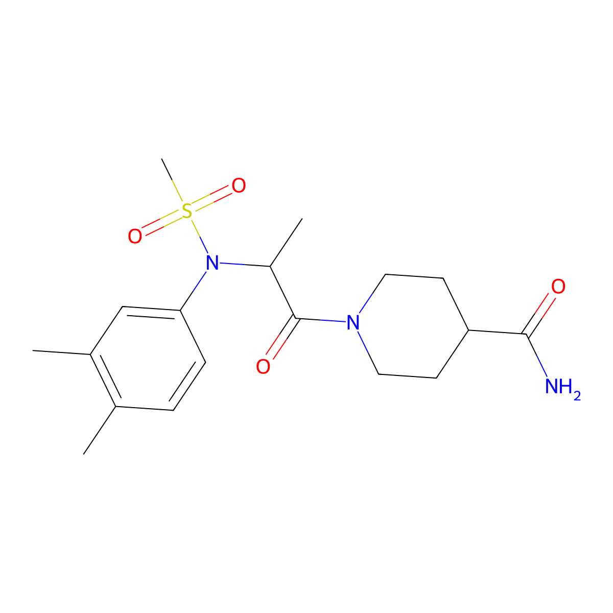 1-[N-(3,4-dimethylphenyl)-N-(methylsulfonyl)alanyl]piperidine-4-carboxamide molecular structure, CAS 1008024-09-6