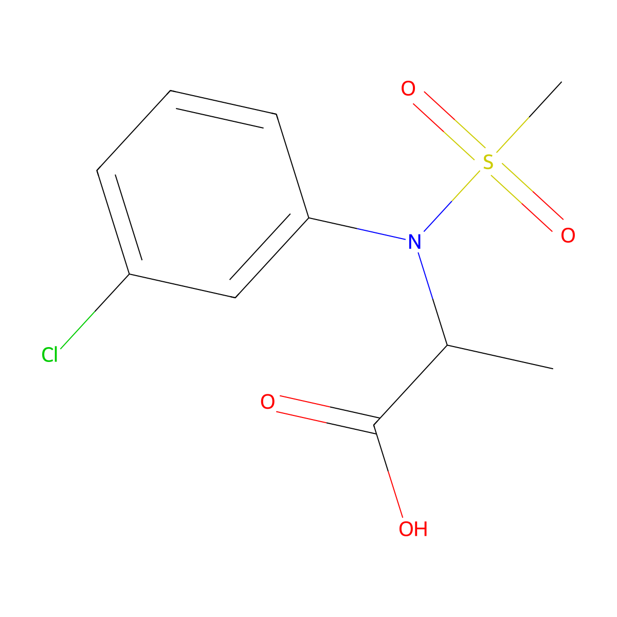 N-(3-chlorophenyl)-N-(methylsulfonyl)alanine molecular structure, CAS 1008026-74-1