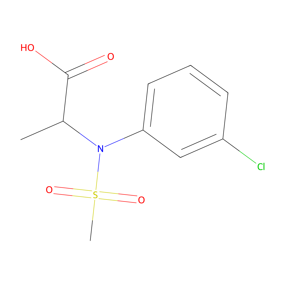 N-(3-chlorophenyl)-N-(methylsulfonyl)alanine molecular structure, CAS 1008026-74-1