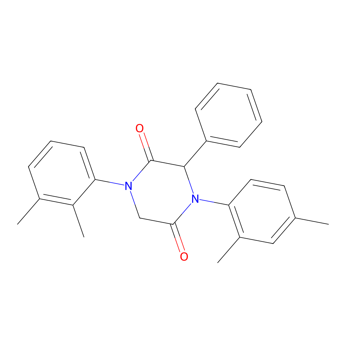 1-(2,3-Dimethylphenyl)-4-(2,4-dimethylphenyl)-3-phenylpiperazine-2,5-dione molecular structure, CAS 1008028-35-0