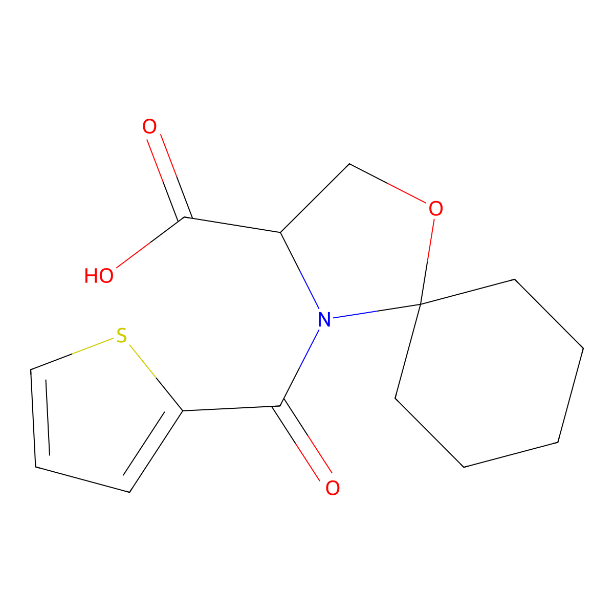 4-(Thiophene-2-carbonyl)-1-oxa-4-azaspiro[4.5]decane-3-carboxylic acid molecular structure, CAS 1008029-46-6