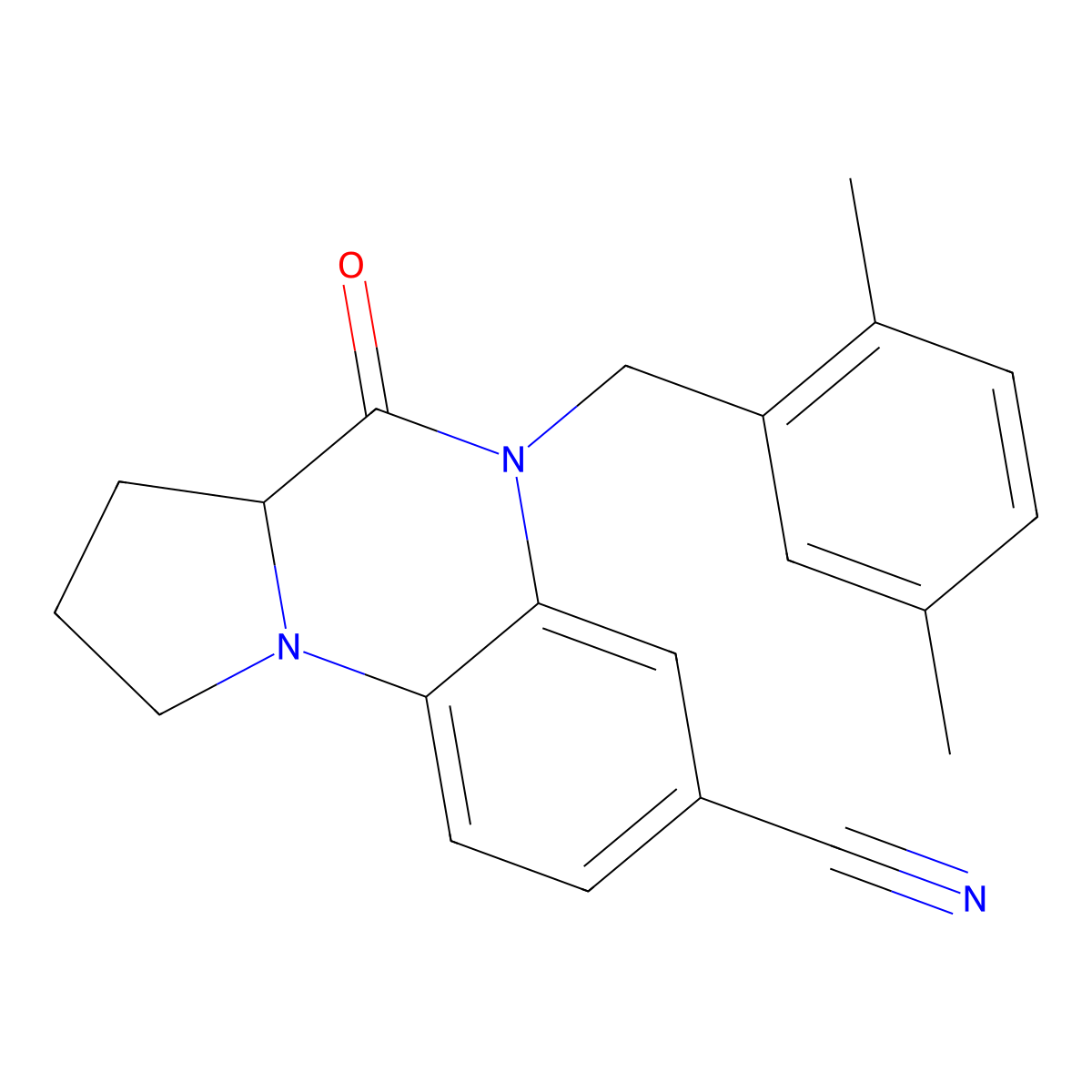 5-(2,5-Dimethylbenzyl)-4-oxo-1,2,3,3a,4,5-hexahydropyrrolo[1,2-a]quinoxaline-7-carbonitrile molecular structure, CAS 1008035-65-1