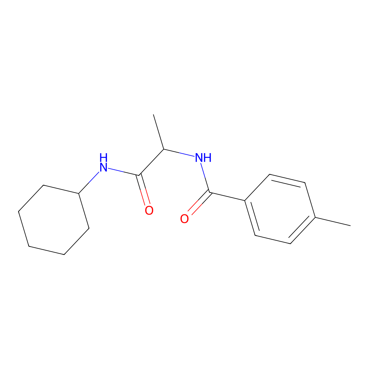 N-(1-(cyclohexylamino)-1-oxopropan-2-yl)-4-methylbenzamide molecular structure, CAS 1008035-67-3