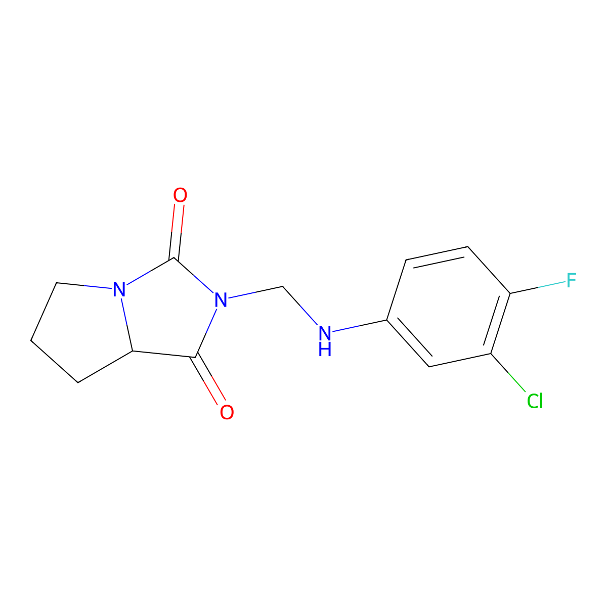 2-[(3-Chloro-4-fluoroanilino)methyl]-5,6,7,7a-tetrahydropyrrolo[1,2-c]imidazole-1,3-dione molecular structure, CAS 1008035-70-8