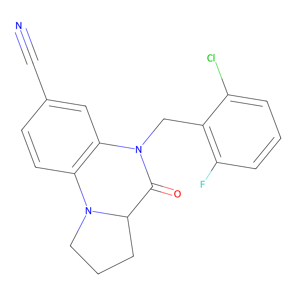 5-(2-Chloro-6-fluorobenzyl)-4-oxo-1,2,3,3a,4,5-hexahydropyrrolo[1,2-a]quinoxaline-7-carbonitrile molecular structure, CAS 1008035-87-7