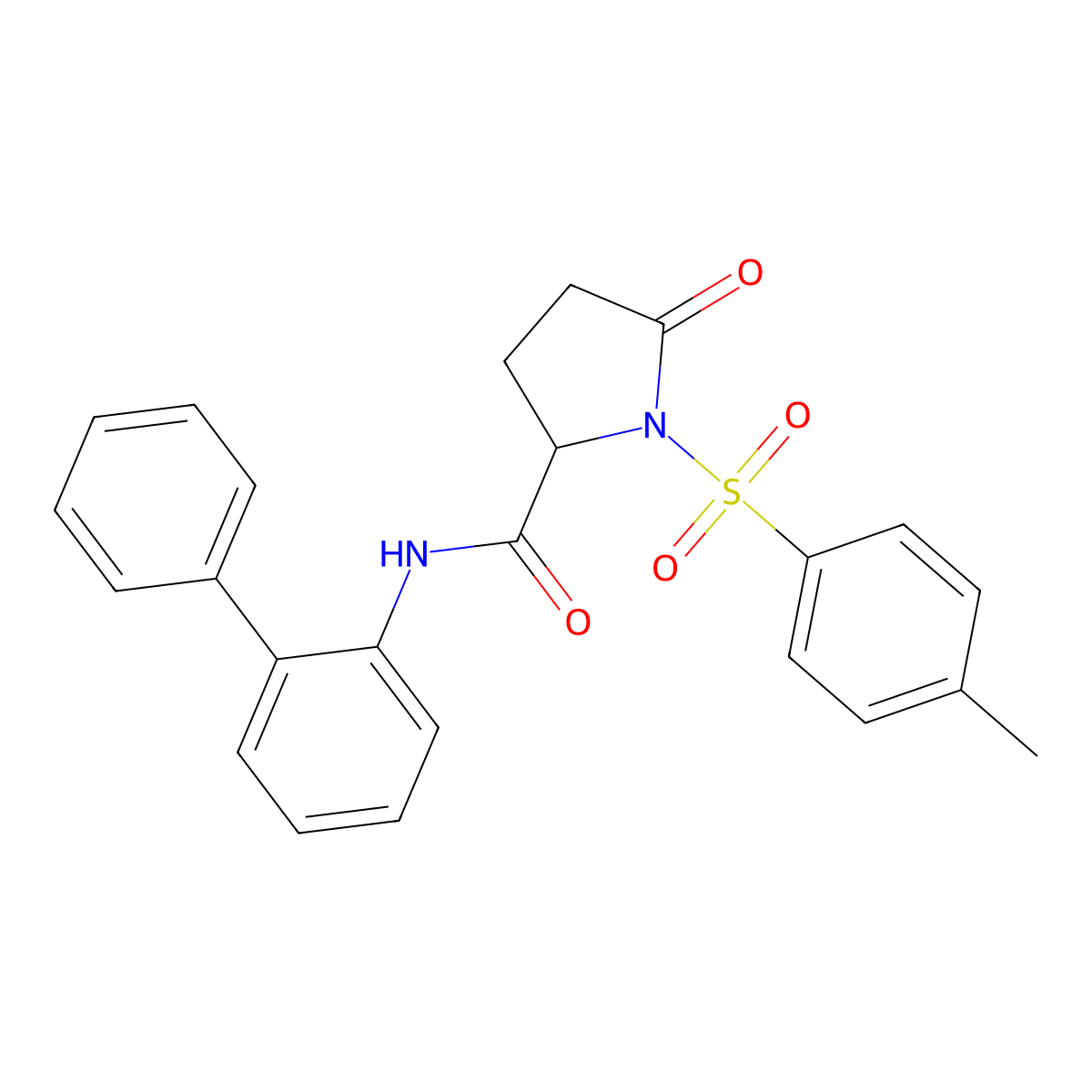 1-(4-methylphenyl)sulfonyl-5-oxo-N-(2-phenylphenyl)pyrrolidine-2-carboxamide molecular structure, CAS 1008035-92-4