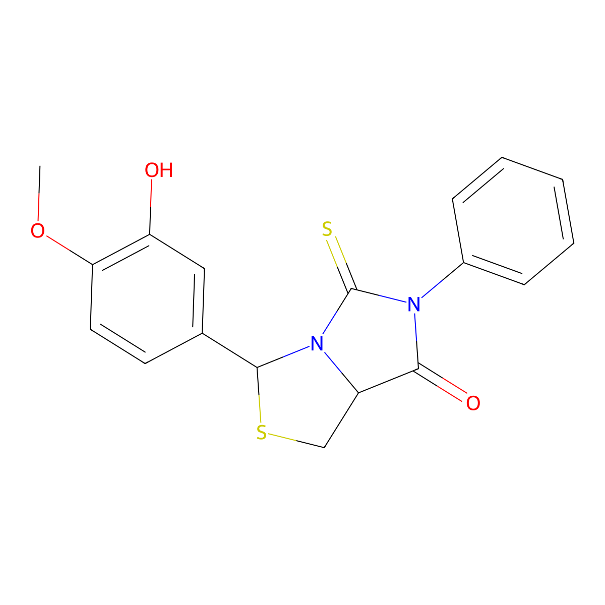 3-(3-hydroxy-4-methoxyphenyl)-6-phenyl-5-thioxotetrahydroimidazo[1,5-c]thiazol-7(3H)-one molecular structure, CAS 1008035-94-6