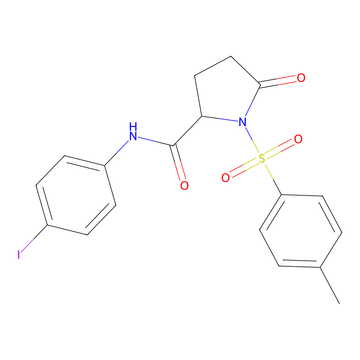 N-(4-iodophenyl)-1-(4-methylphenyl)sulfonyl-5-oxopyrrolidine-2-carboxamide molecular structure, CAS 1008036-10-9