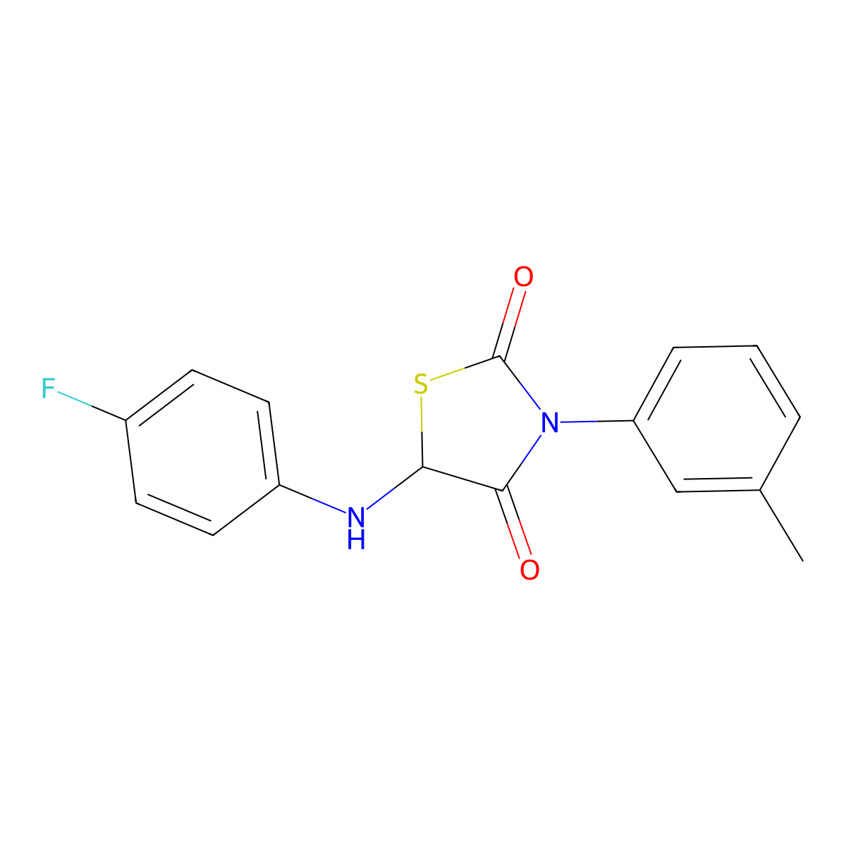 5-[(4-Fluorophenyl)amino]-3-(3-methylphenyl)-1,3-thiazolidine-2,4-dione molecular structure, CAS 1008038-56-9