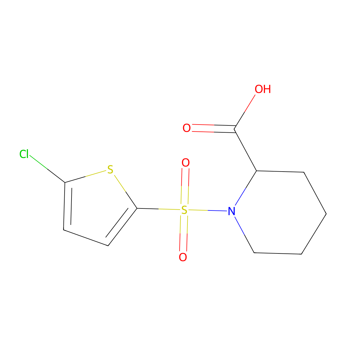 1-[(5-Chloro-2-thienyl)sulfonyl]piperidine-2-carboxylic acid molecular structure, CAS 1008038-62-7