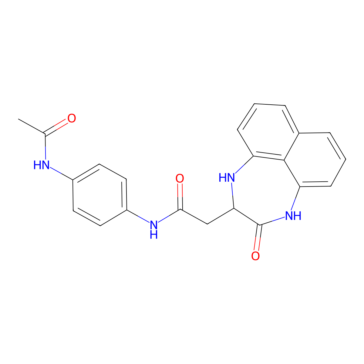 N-[4-(acetylamino)phenyl]-2-(3-oxo-1,2,3,4-tetrahydronaphtho[1,8-ef][1,4]diazepin-2-yl)acetamide molecular structure, CAS 1008038-80-9