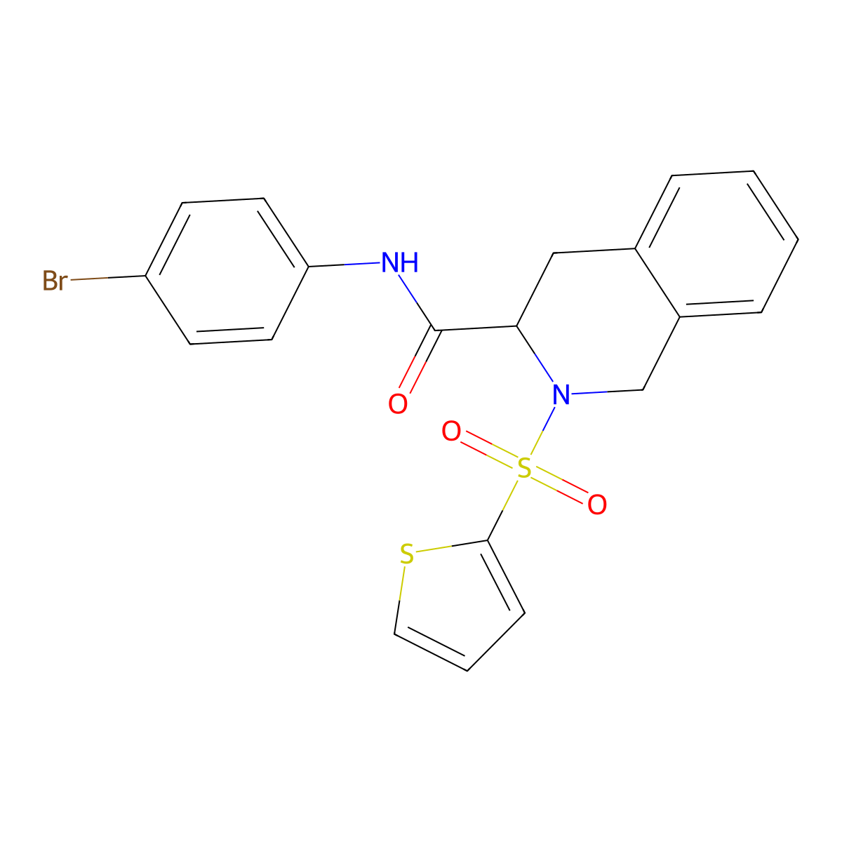 N-(4-bromophenyl)-2-(thiophen-2-ylsulfonyl)-1,2,3,4-tetrahydroisoquinoline-3-carboxamide molecular structure, CAS 1008038-85-4