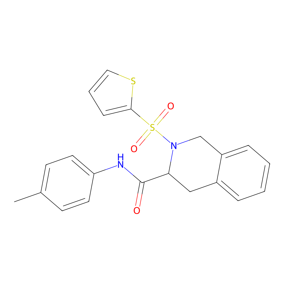 2-(thiophen-2-ylsulfonyl)-N-(p-tolyl)-1,2,3,4-tetrahydroisoquinoline-3-carboxamide molecular structure, CAS 1008039-02-8