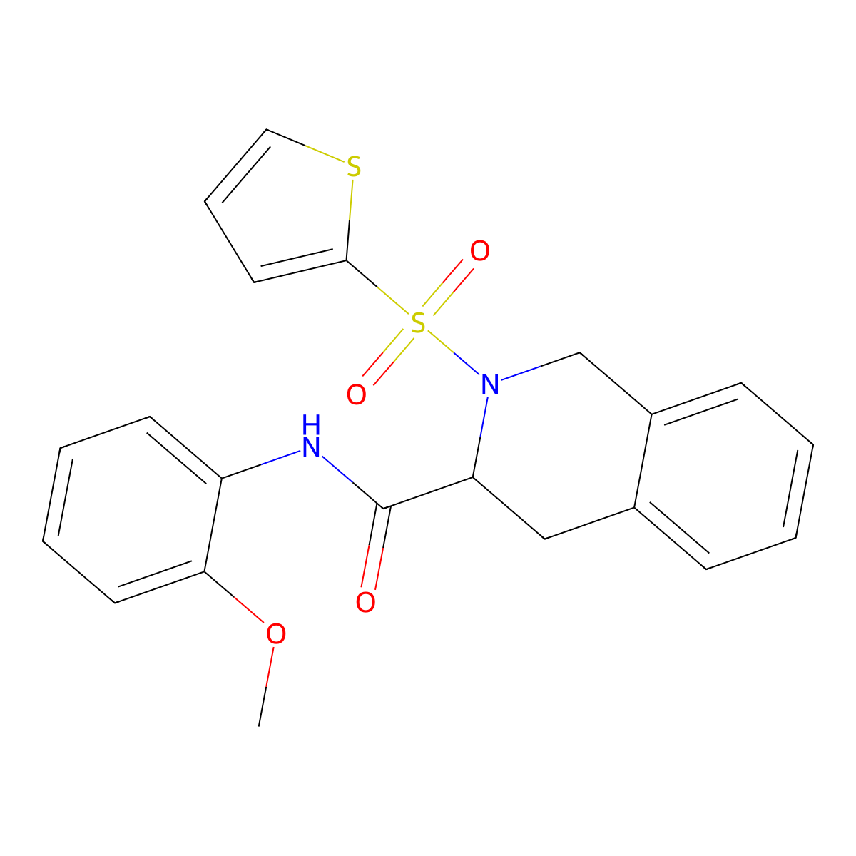 N-(2-methoxyphenyl)-2-thiophen-2-ylsulfonyl-3,4-dihydro-1H-isoquinoline-3-carboxamide molecular structure, CAS 1008039-03-9