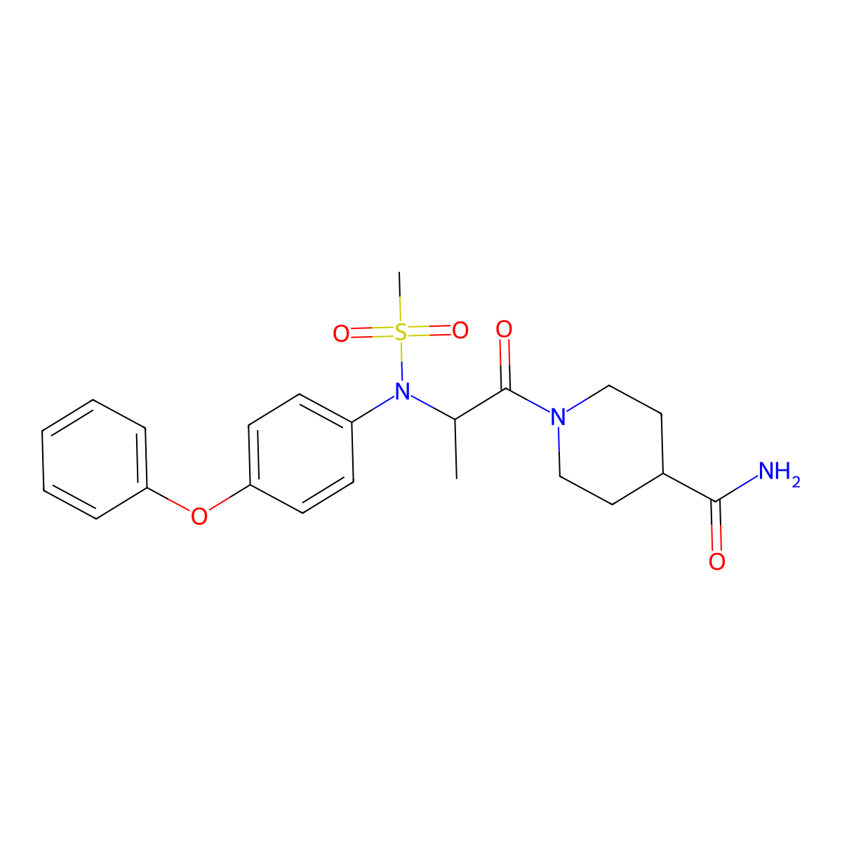 1-[N-(methylsulfonyl)-N-(4-phenoxyphenyl)alanyl]piperidine-4-carboxamide molecular structure, CAS 1008039-09-5