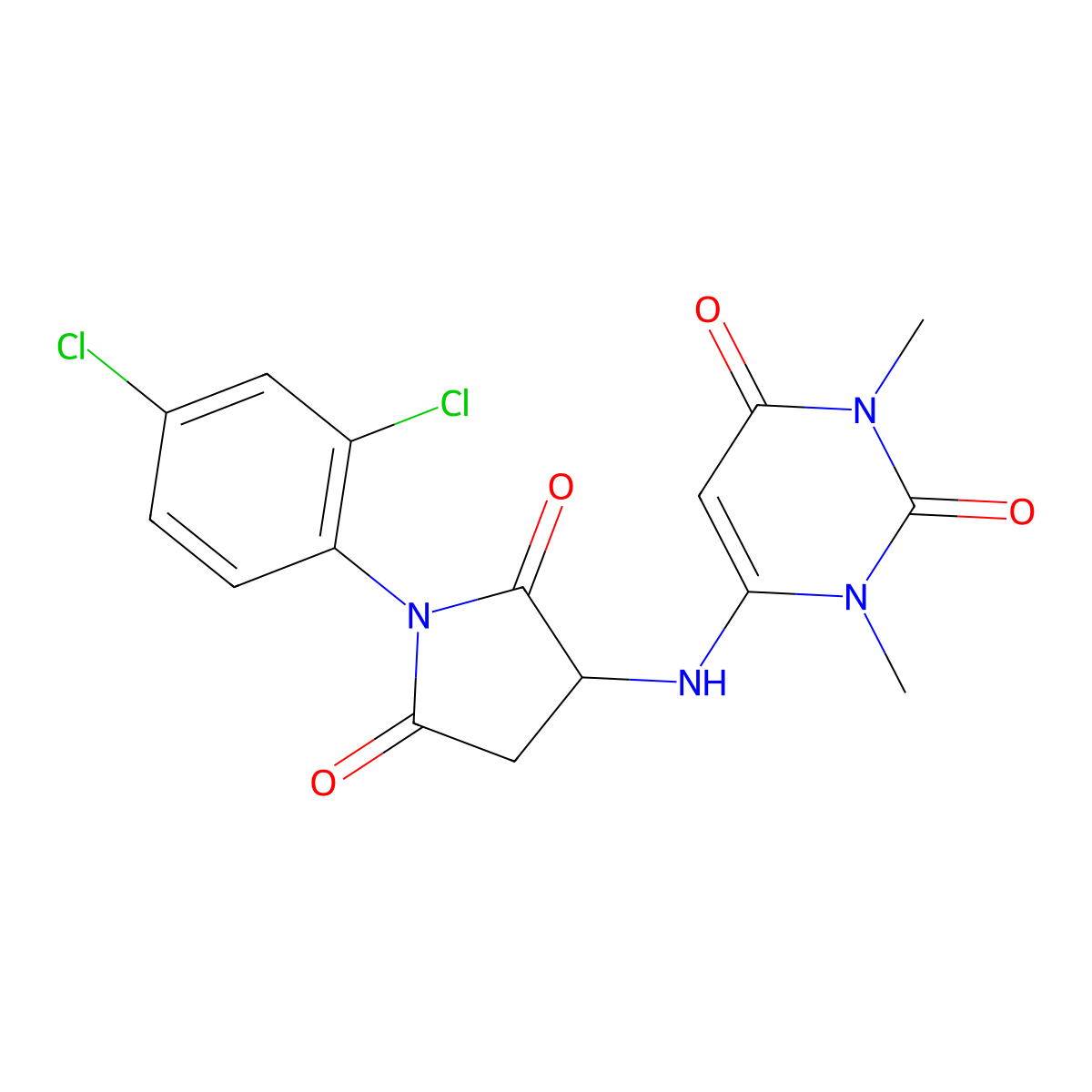 6-[[1-(2,4-Dichlorophenyl)-2,5-dioxopyrrolidin-3-yl]amino]-1,3-dimethylpyrimidine-2,4-dione molecular structure, CAS 1008039-16-4