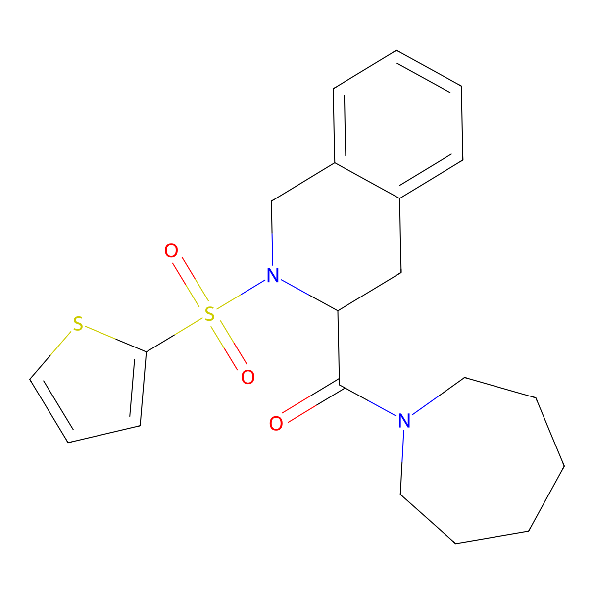 Azepan-1-yl-[2-(thiophene-2-sulfonyl)-1,2,3,4-tetrahydro-isoquinolin-3-yl]-methanone molecular structure, CAS 1008039-20-0