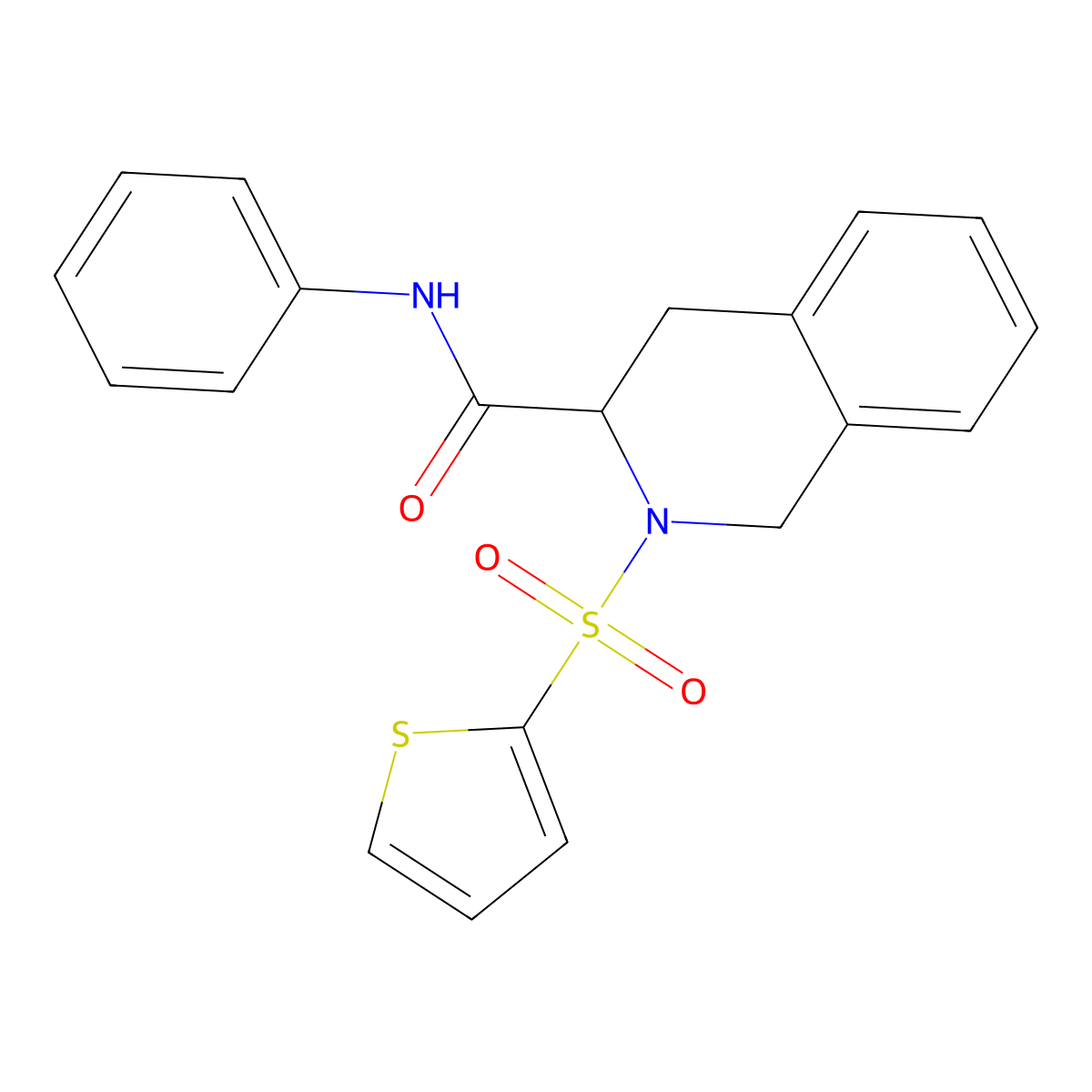 N-phenyl-2-(thiophen-2-ylsulfonyl)-1,2,3,4-tetrahydroisoquinoline-3-carboxamide molecular structure, CAS 1008039-31-3