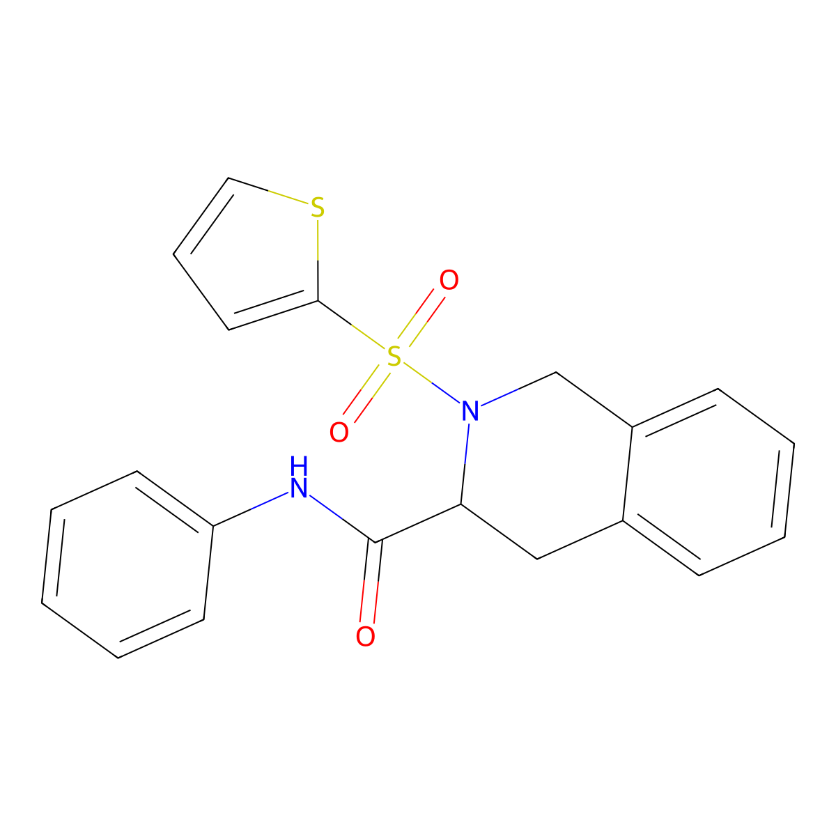 N-phenyl-2-(thiophen-2-ylsulfonyl)-1,2,3,4-tetrahydroisoquinoline-3-carboxamide molecular structure, CAS 1008039-31-3