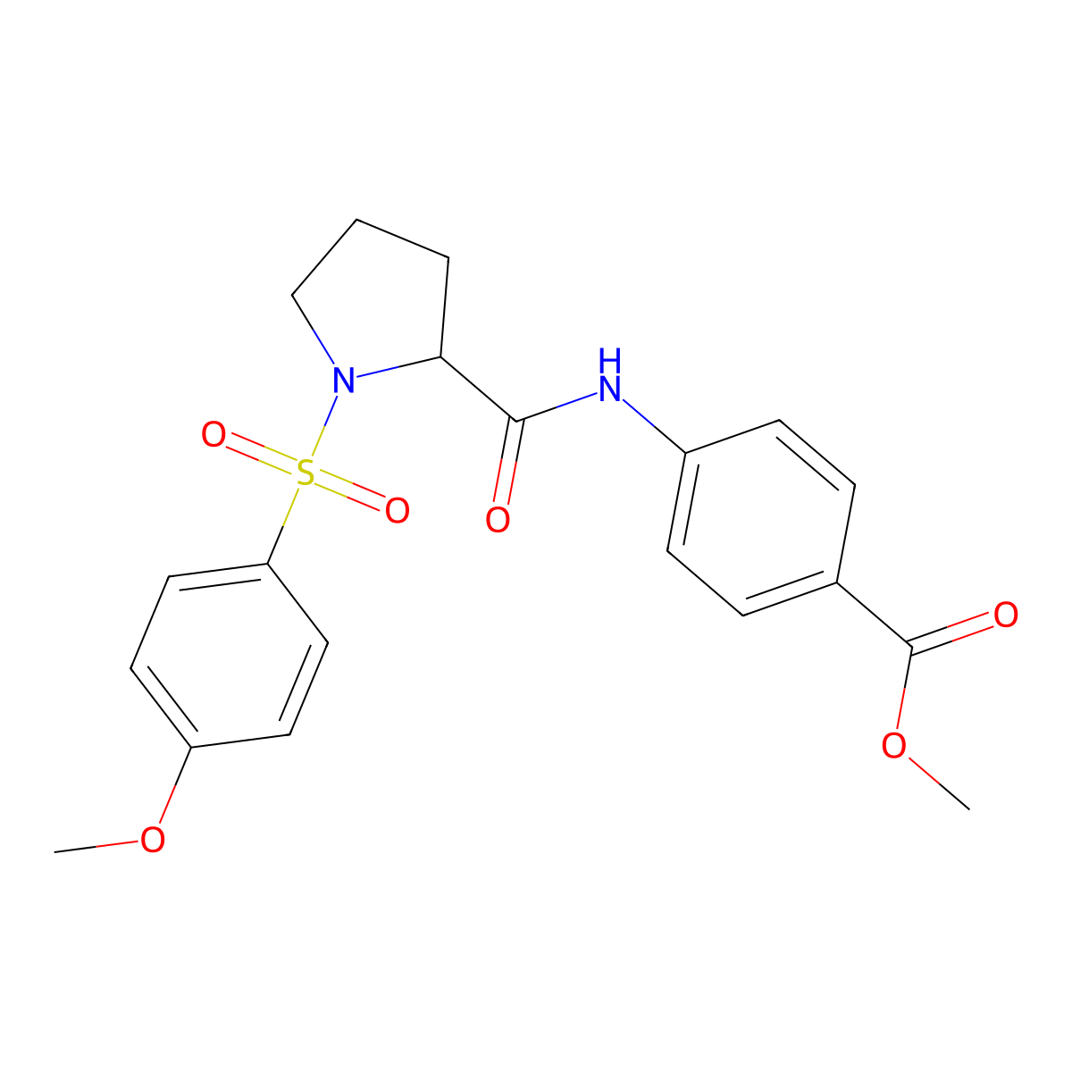 Methyl 4-({1-[(4-methoxyphenyl)sulfonyl]prolyl}amino)benzoate molecular structure, CAS 1008039-66-4