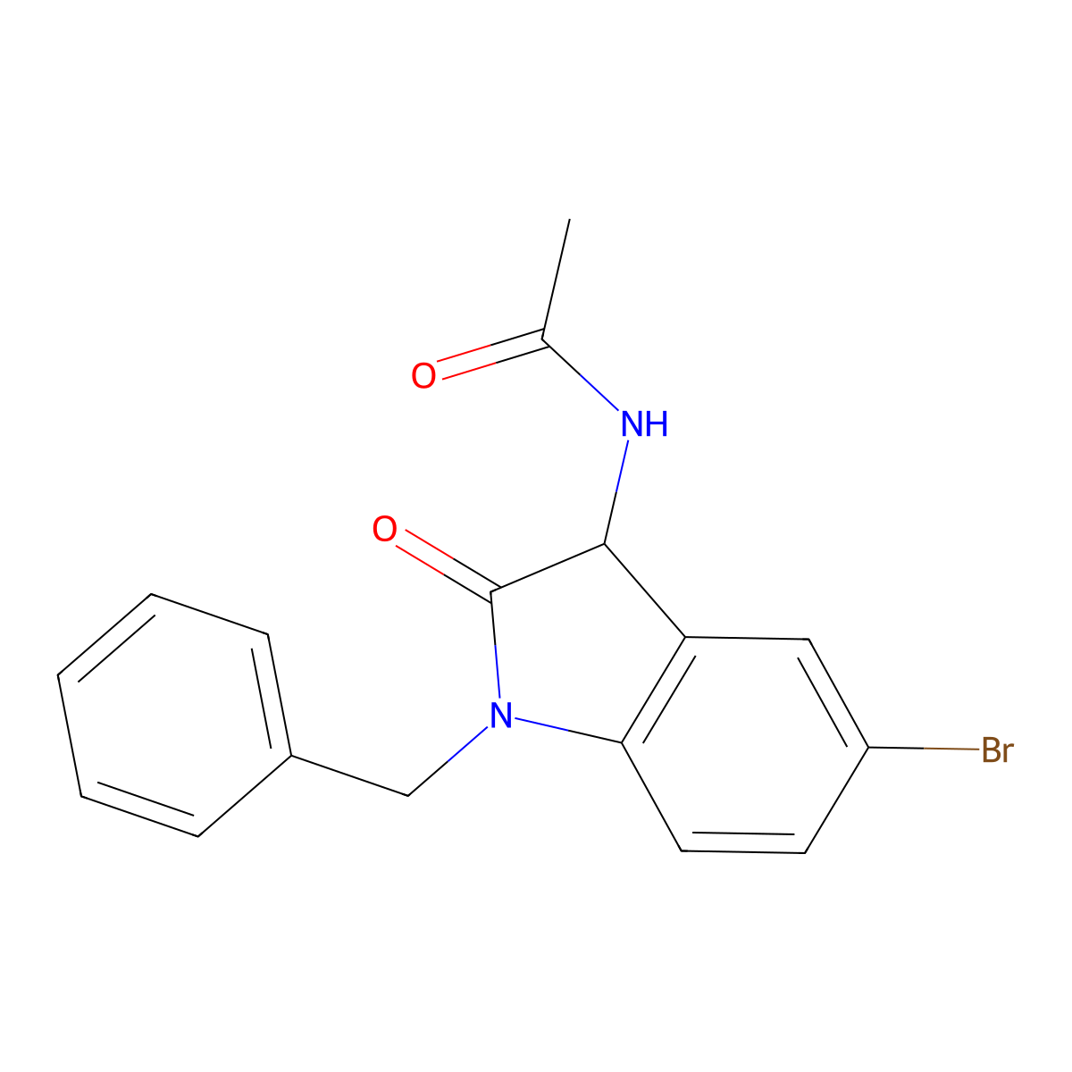 N-(1-benzyl-5-bromo-2-oxo-2,3-dihydro-1H-indol-3-yl)acetamide molecular structure, CAS 1008039-67-5