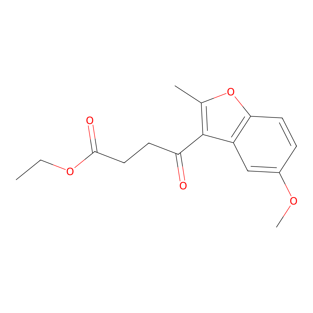 Ethyl 4-(5-methoxy-2-methyl-1-benzofuran-3-yl)-4-oxobutanoate molecular structure, CAS 100804-98-6